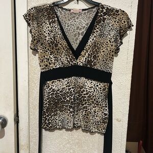Leopard Print V-Neck Wrap Top